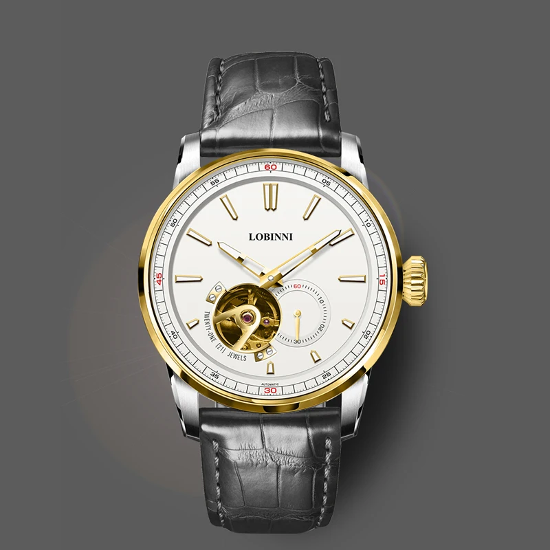 Lobinni Элитный бренд MIYOTA Механизм Мужские часы со скелетом Светящаяся стрелка Деловые мужские часы Водонепроницаемые часы из нержавеющей стали