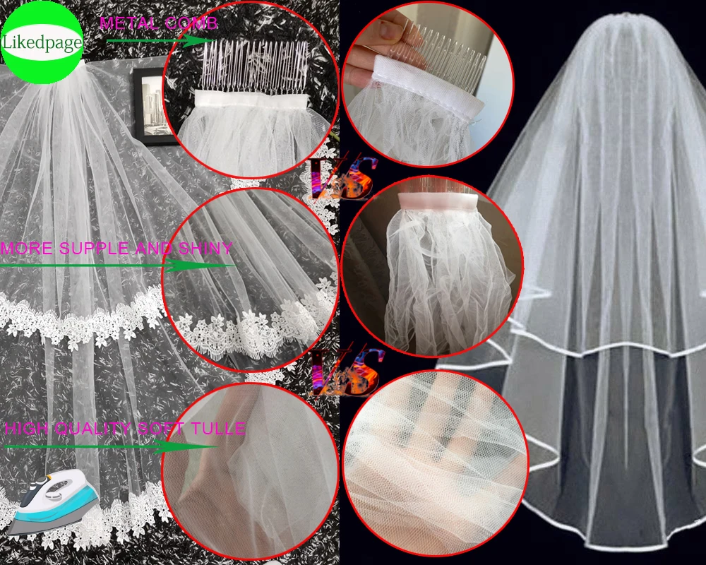 Long Wedding Veil Accessories 2021 with Metal Comb One Layer Bride Velo De Novia Largos Simple Mariage Welon Slubny Customsize