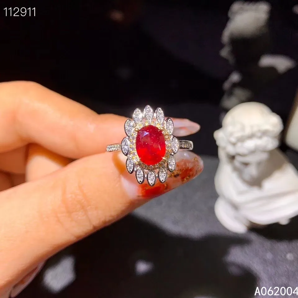 

KJJEAXCMY fine jewelry 925 sterling silver inlaid natural adjustable ruby new Female Girl Miss Woman ring exquisite