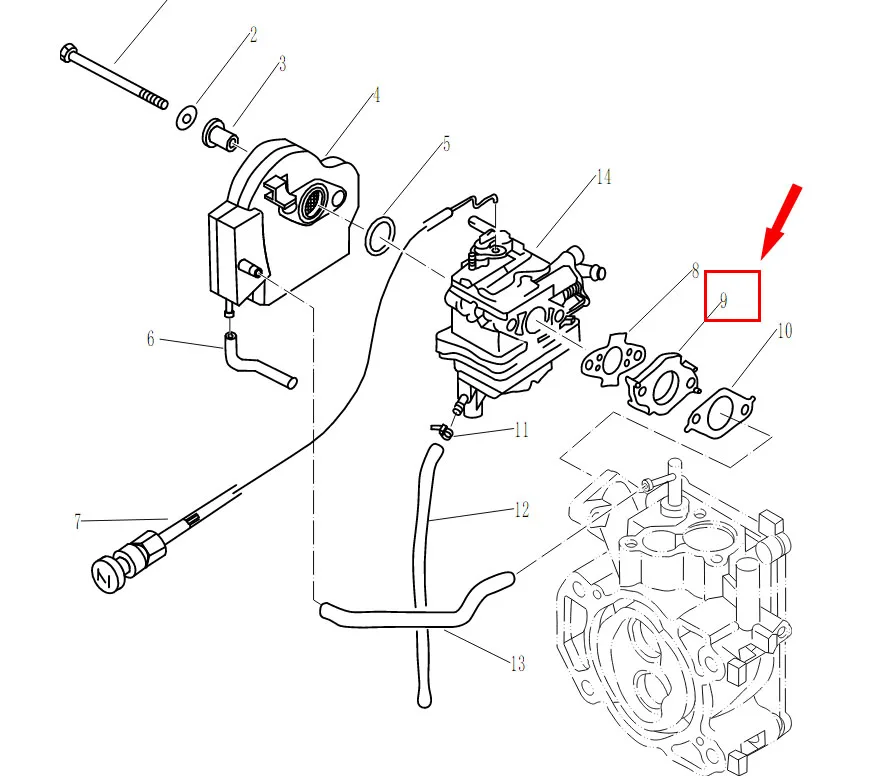 F2.6-04000011 Carburetor Insulator for Parsun HDX Mikatsu F2.6 Outboard Motor