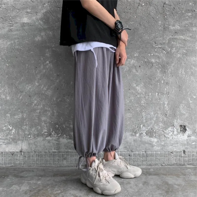 

Bunch Pants Men Casual Korean Streetwear Hip Hop Slim Loose Nine-point Wide-leg Men's Trendy Harem Tide