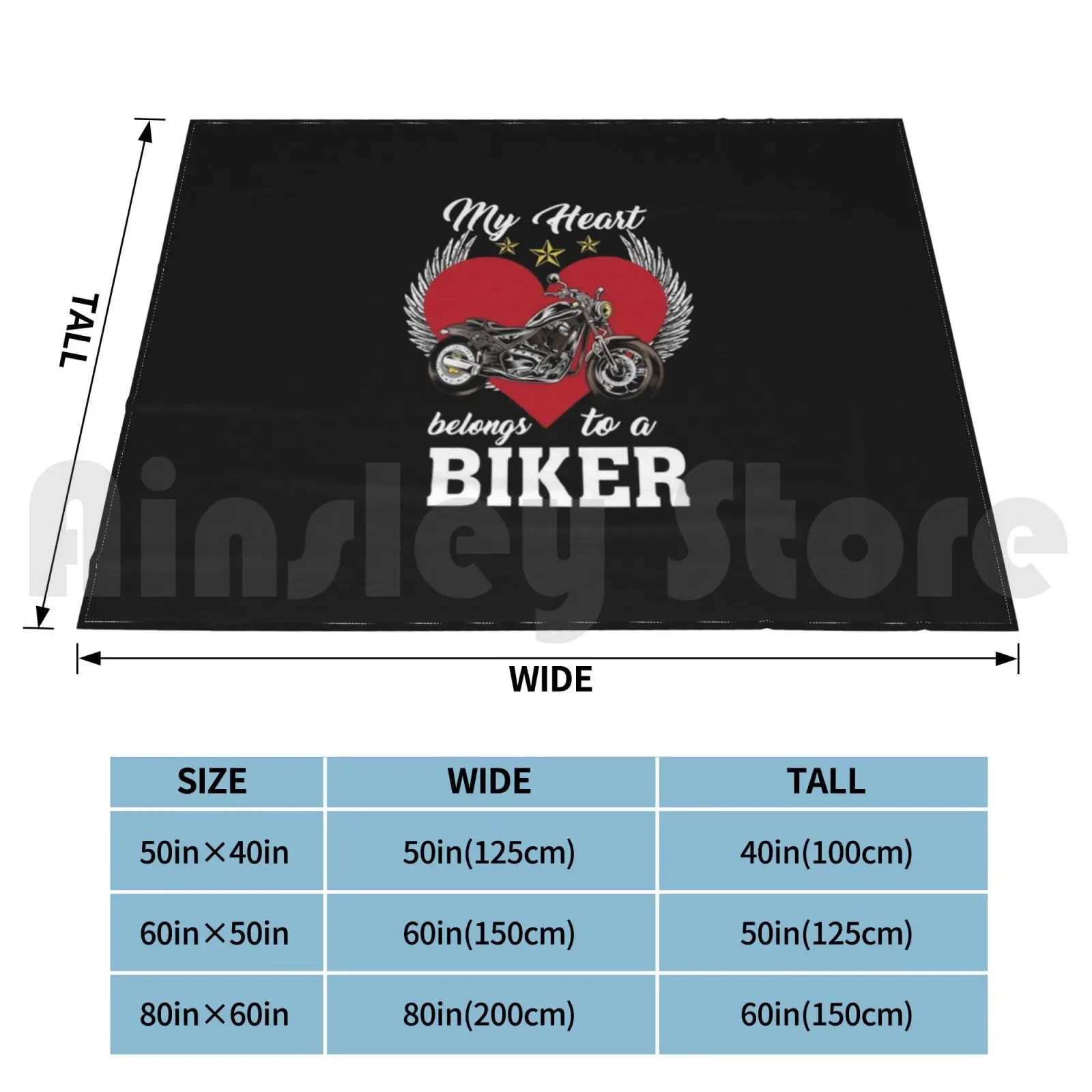 Heart Biker Motorcycle Rider Wife Husband Gift Blanket For Sofa Bed Travel Love Driver Heart Belongs Motorcycle