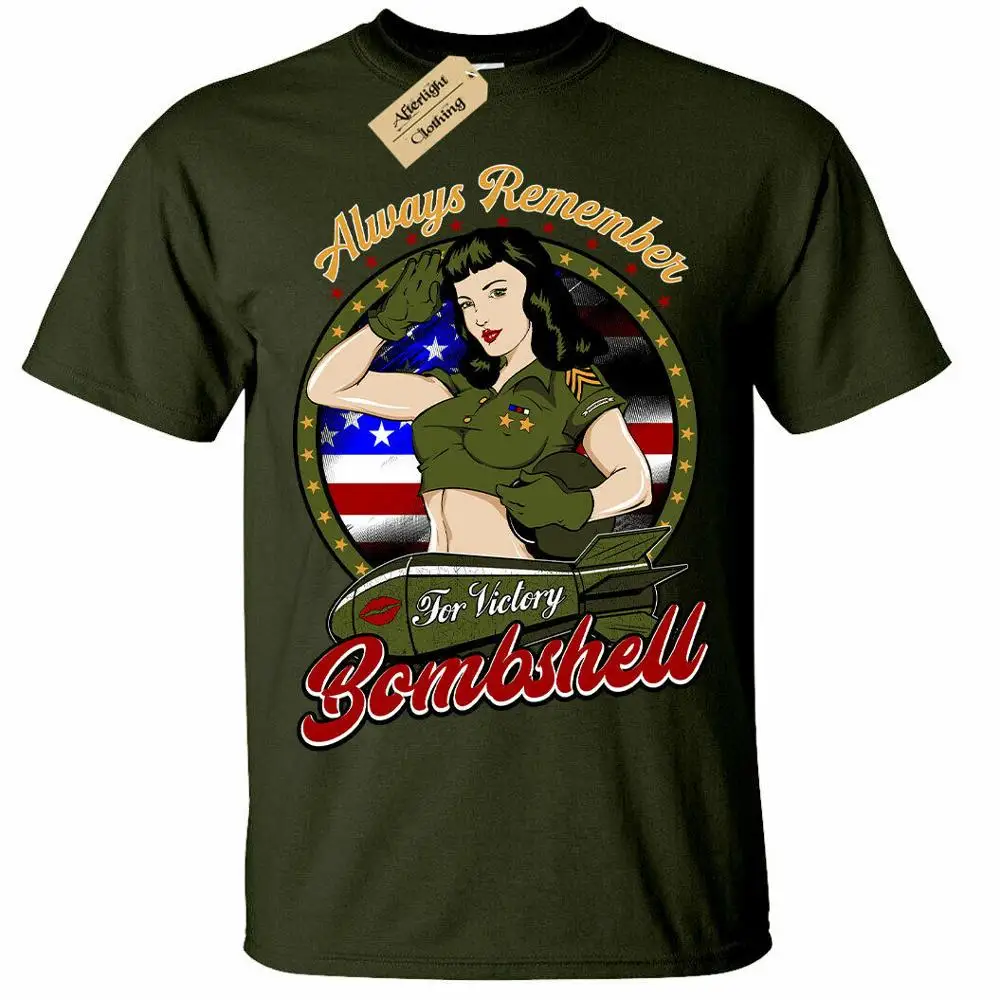 Always Remember American Bombshell T-Shirt usa pinup mens