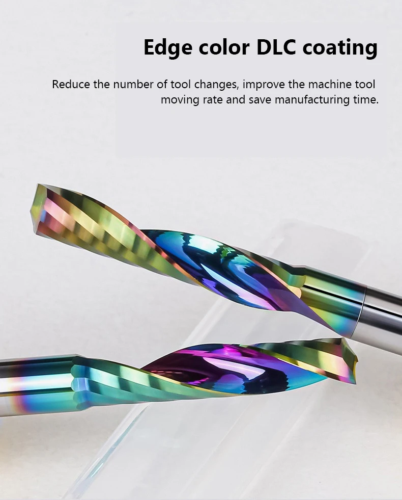 단일 플루트 우드 밀링 커터 1To 12mm CARBID 엔드 밀 DLC 컬러 코팅 아크릴 플라스틱 알루미늄 라우터 비트 목공 도구