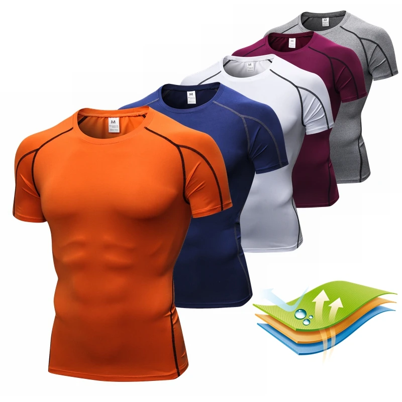 Summer Men's Sport t Shirt Fitness Sports Training Running Summer Men's T-shirt Round Neck Short-sleeved Sports Shirt