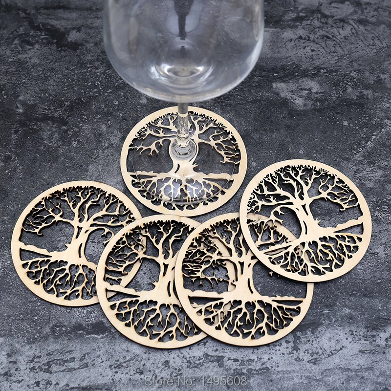 

Tree Coaster, Flower Of Life Wooden Coaster,Drink Holder Wood Gift, Water Harmoniser Spiritual Wooden Beverage coaster