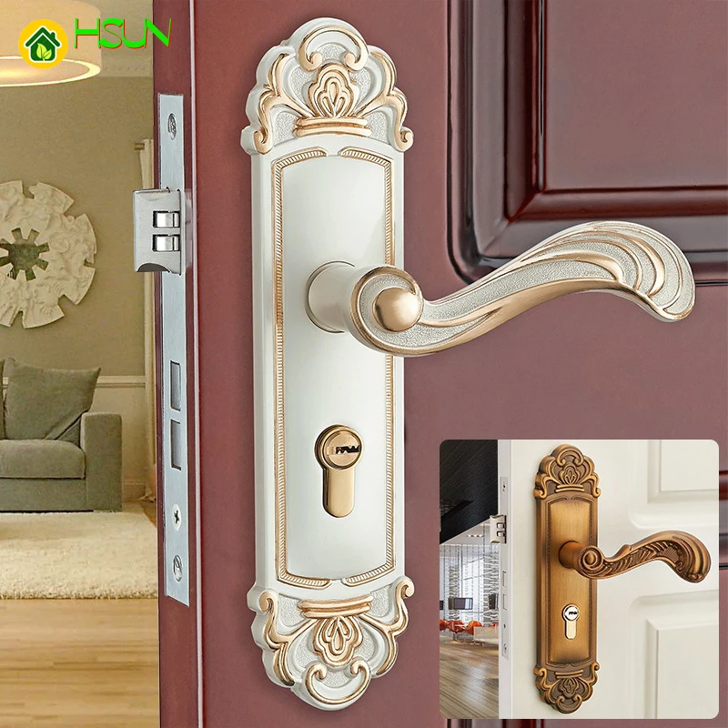 

Continental aluminum alloy interior bedroom door lock wood antique bathroom door double bearing handle lock