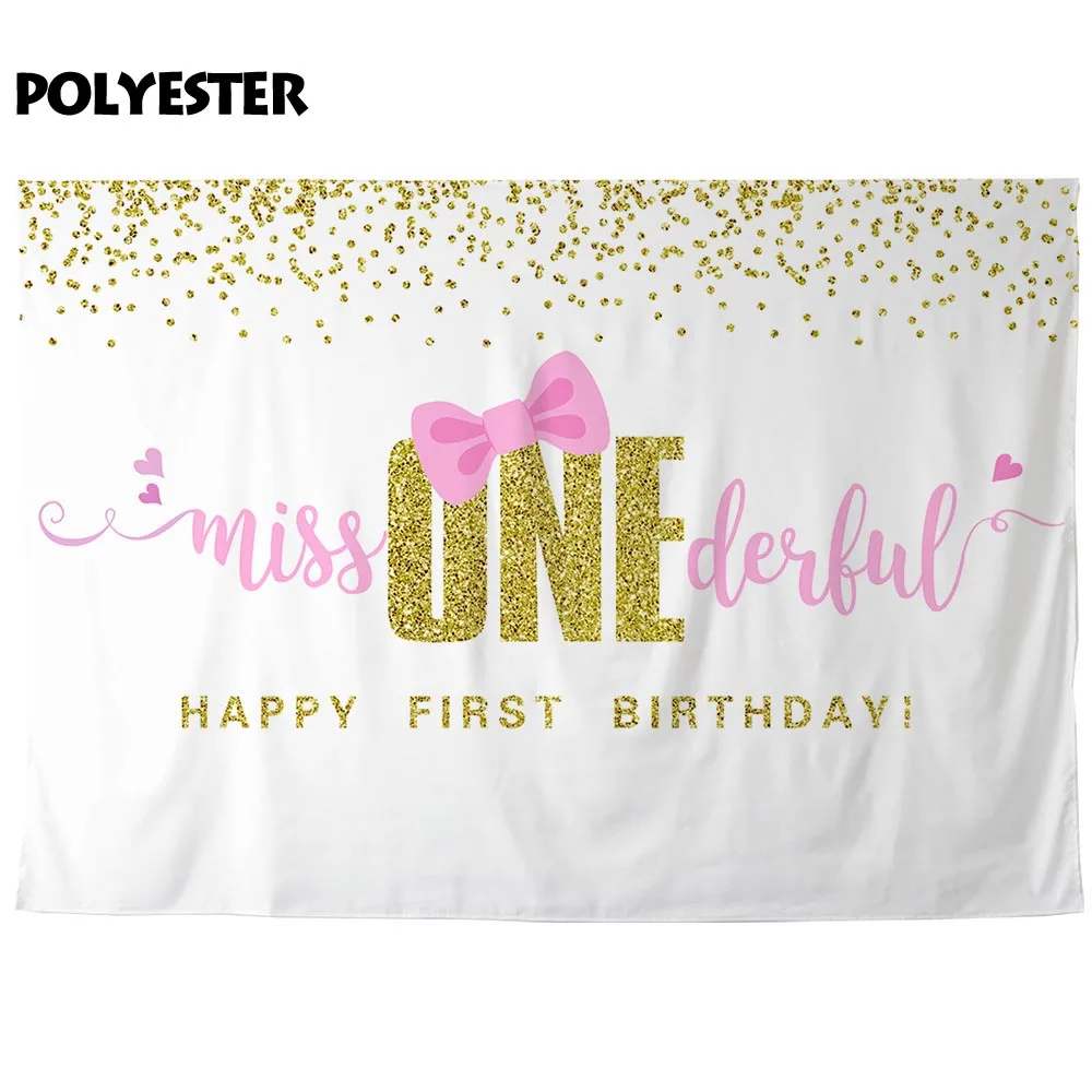 Allenjoy Photophone Achtergronden Eerste Verjaardag Onederful Miss Meisje Gouden Boog Kleine Prinses Achtergrond Fotografie Studio