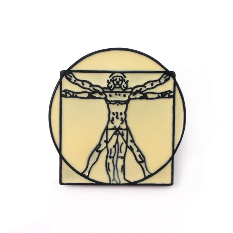 New Leonardo da Vinci Pins Brooches Painting The Madonna Litta Uomo vitruviano Badge Brooch Women Men Lapel Pin Jewelry Gift