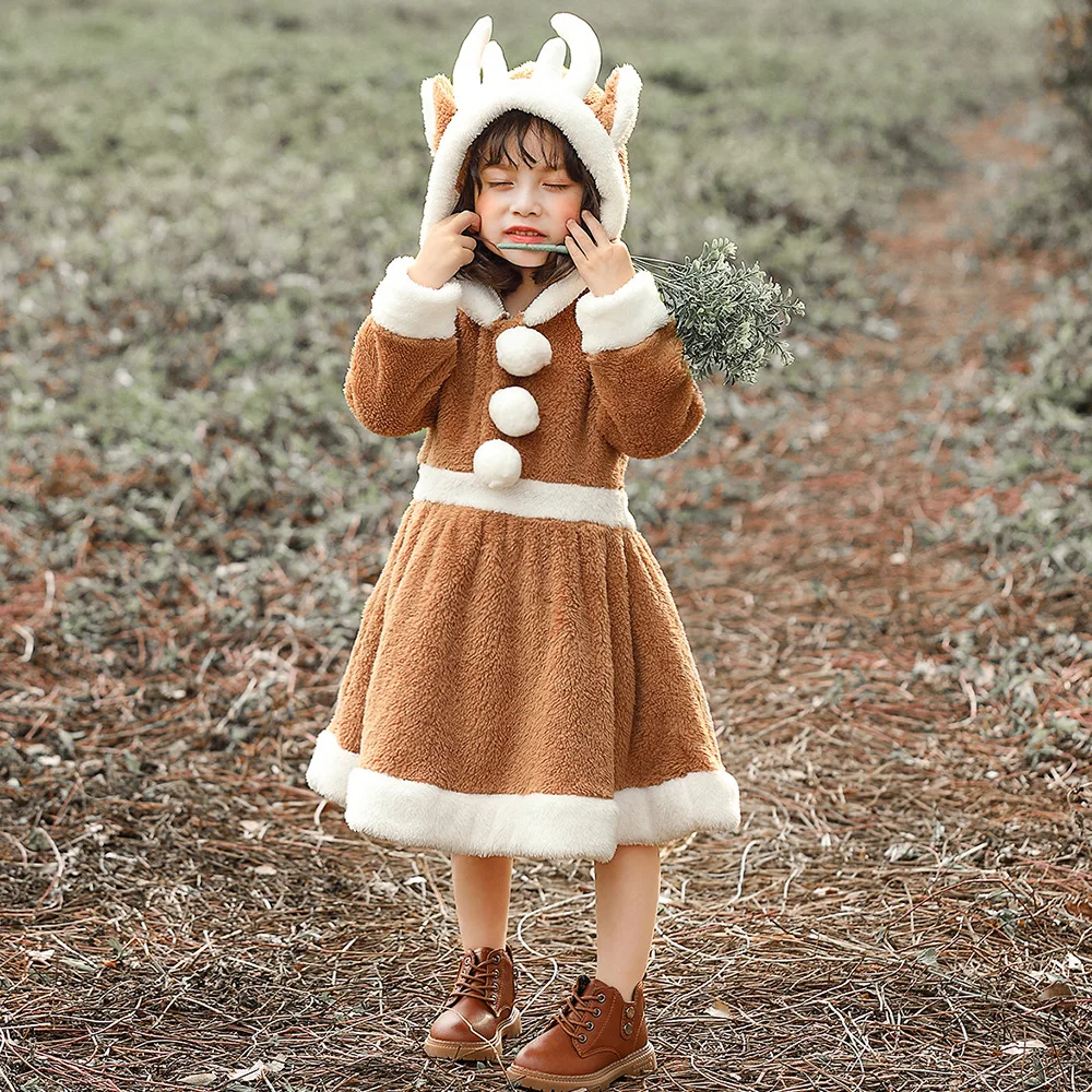 

Umorden Girls Deer Reindeer Costume Onesies Pajamas Dress Fantasia Halloween Christmas Costumes for Kids Child