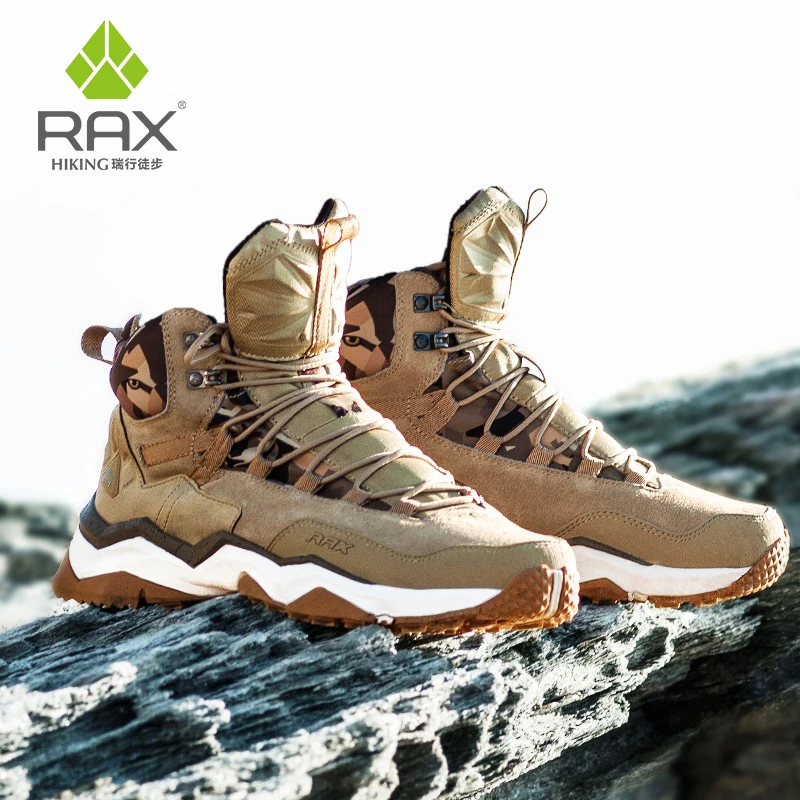 RAX Men Hiking Shoes Mid-top Waterproof Outdoor Sneaker Men Leather Trekking Boots Trail hunting Climbing Hunting Sneakers Women