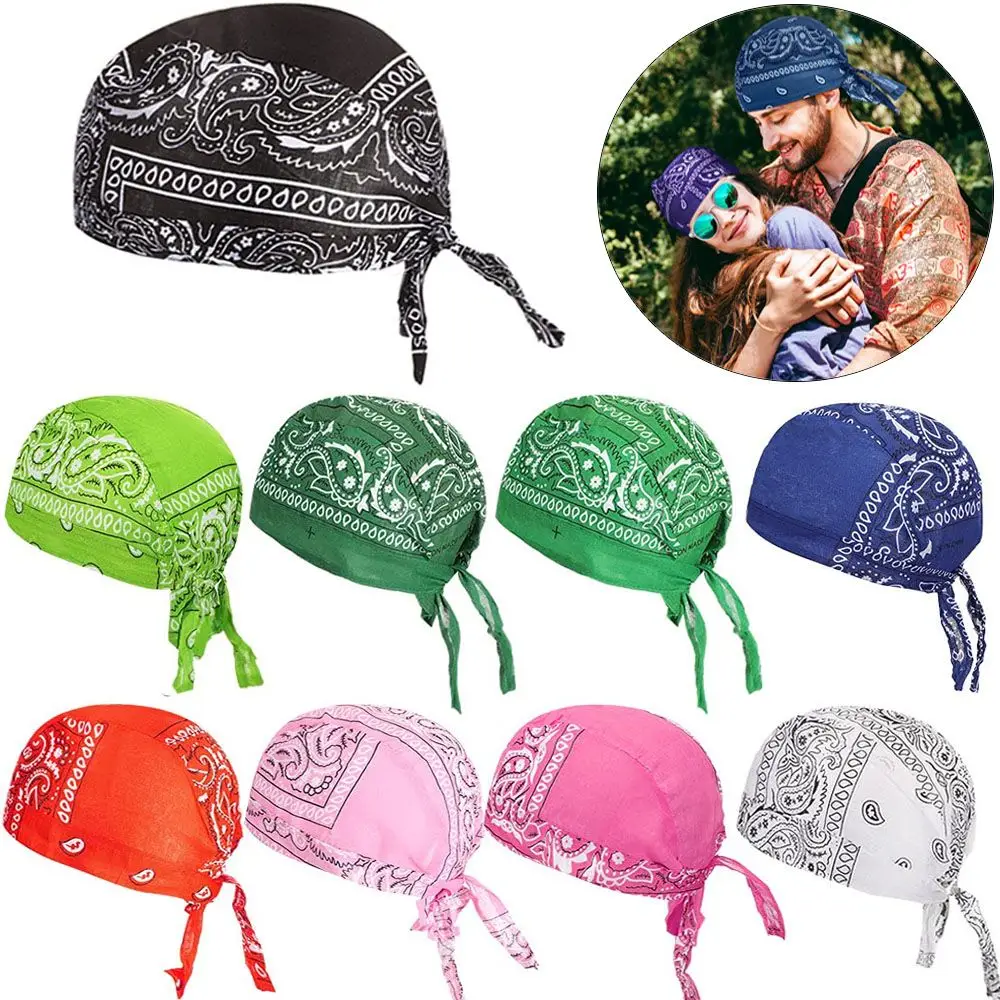 Quick Dry Cotton Pirate Hat Elastic Adjustable Cancer Chemo Cap Men Women Outdoor Sport Print Color Bandana Cycling Headscarf