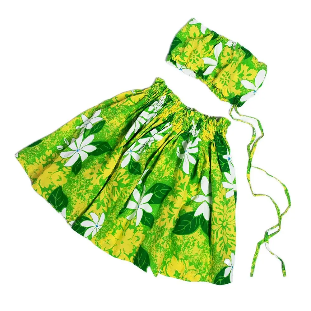 Free Shipping HS00020 10Pcs/lot Green Hula Pa\'u Set Skirt For Chlid Pretty Girl Party Decoration Fashion Dress Wholesale