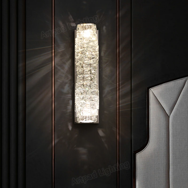 Imagem -05 - Modern Crystal Chrome Led Luzes de Parede Cabeceira Lâmpada Quarto Sala Escadas Interior Home Decor