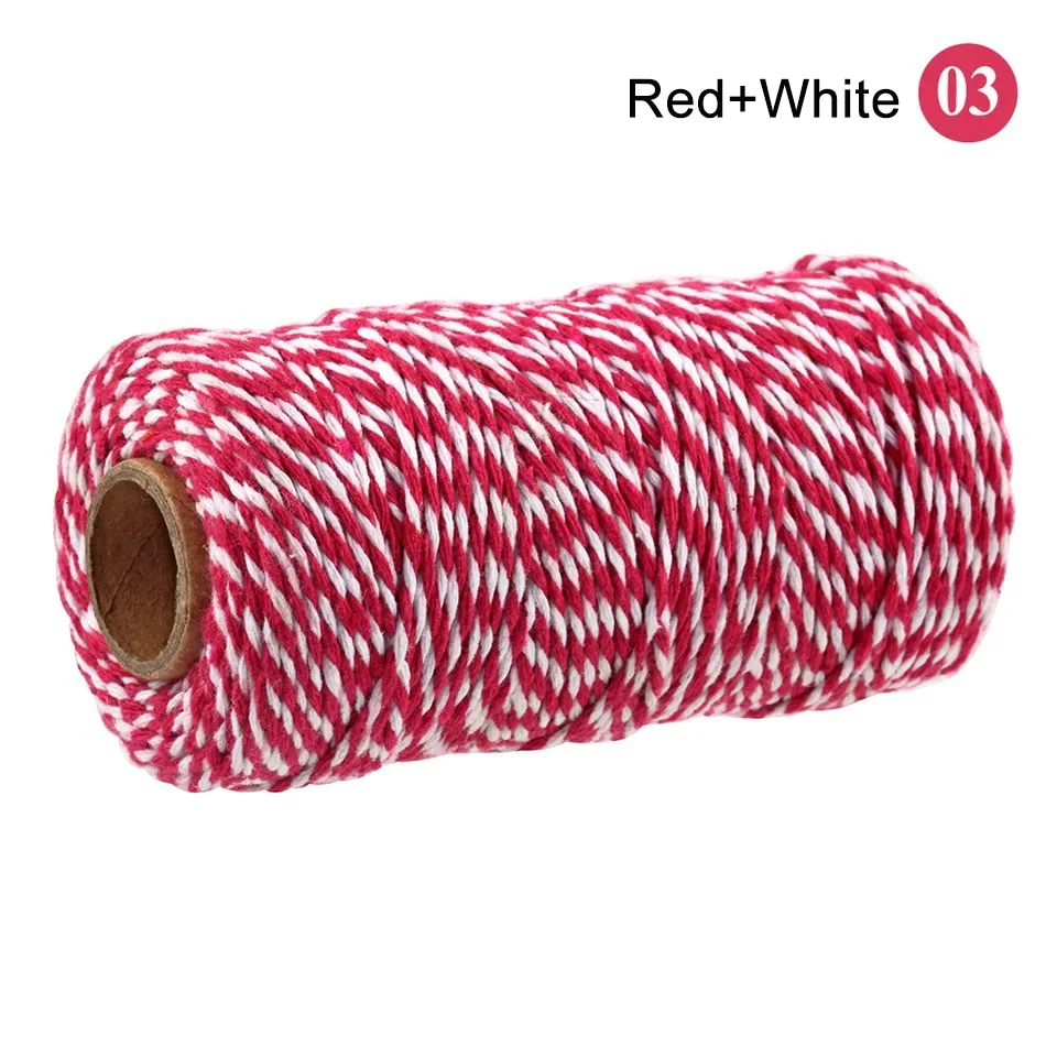 100 m/Rolle Baumwolle Bäckerschnur Schnur Seil zweifarbige Baumwolle Handwerk Schnur Heimtextilien Geschenkverpackung Weihnachten Hochzeit Dekor – Detail 12