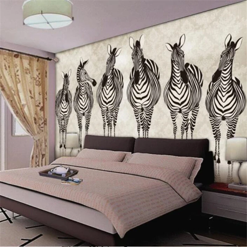 wellyu Custom large wallpaper 3D mural zebra TV background wall living room bedroom wallpaper home decoration mural