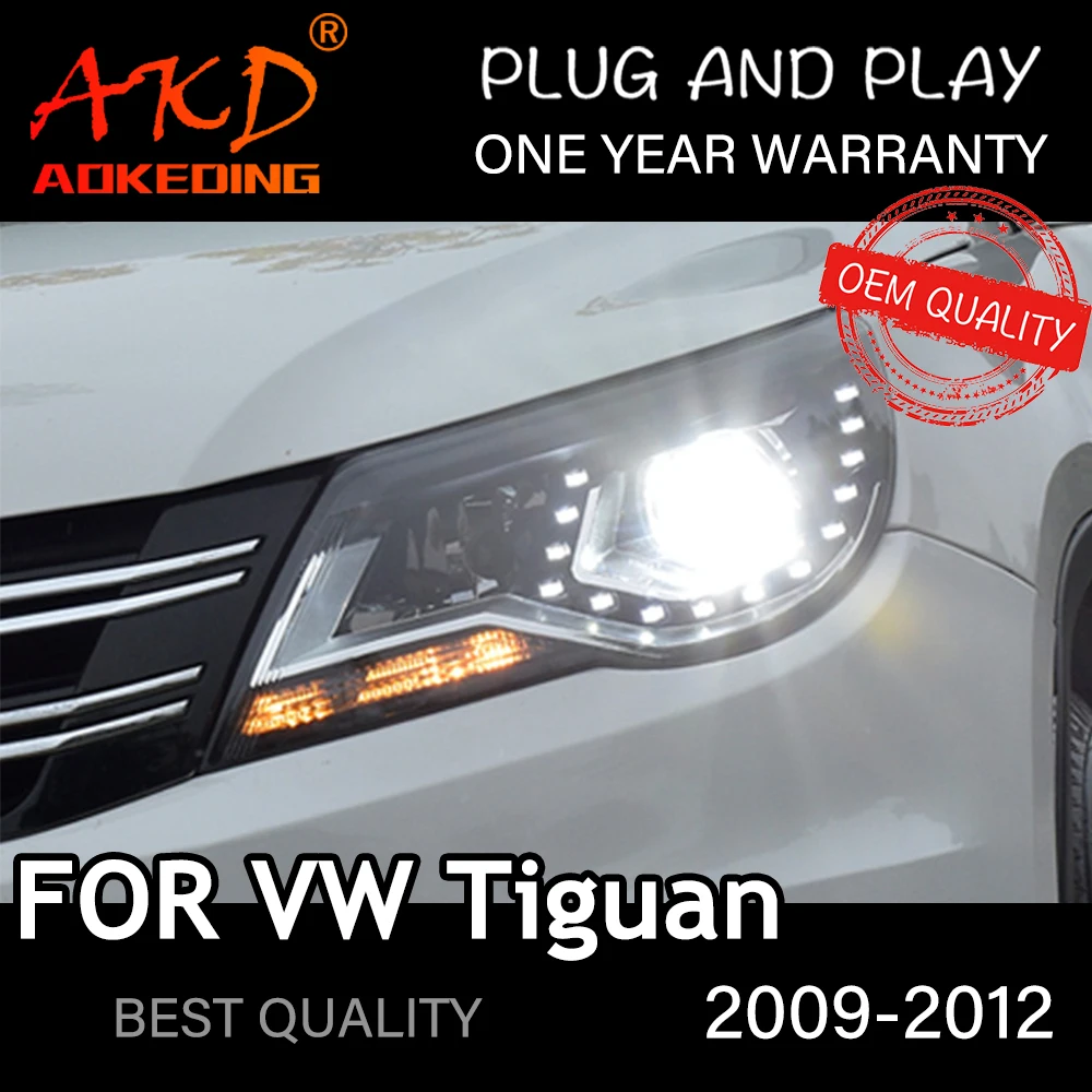 Headlight For VW Tiguan 2009-2012 Car автомобильные товары LED DRL Hella 5 Xenon Lens Hid H7 Tiguan Car Accessories