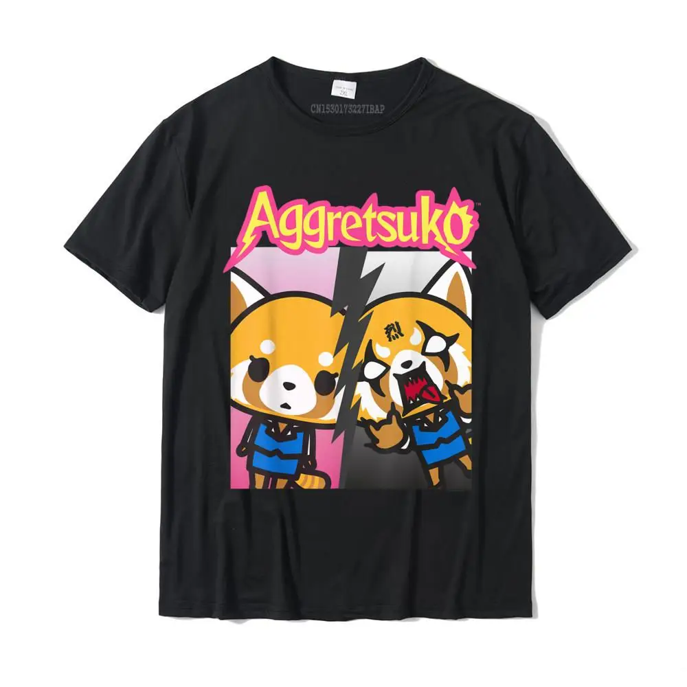 Aggretsuko Split Personality Tee Shirt T Shirts Normal Faddish Men's Tops Shirts Normal Cotton Happy New Year