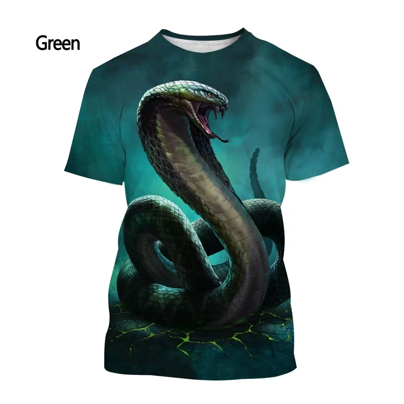 New fashion men and women 3d printing t-shirt snake t-shirt summer casual short-sleeved animal t-shirt