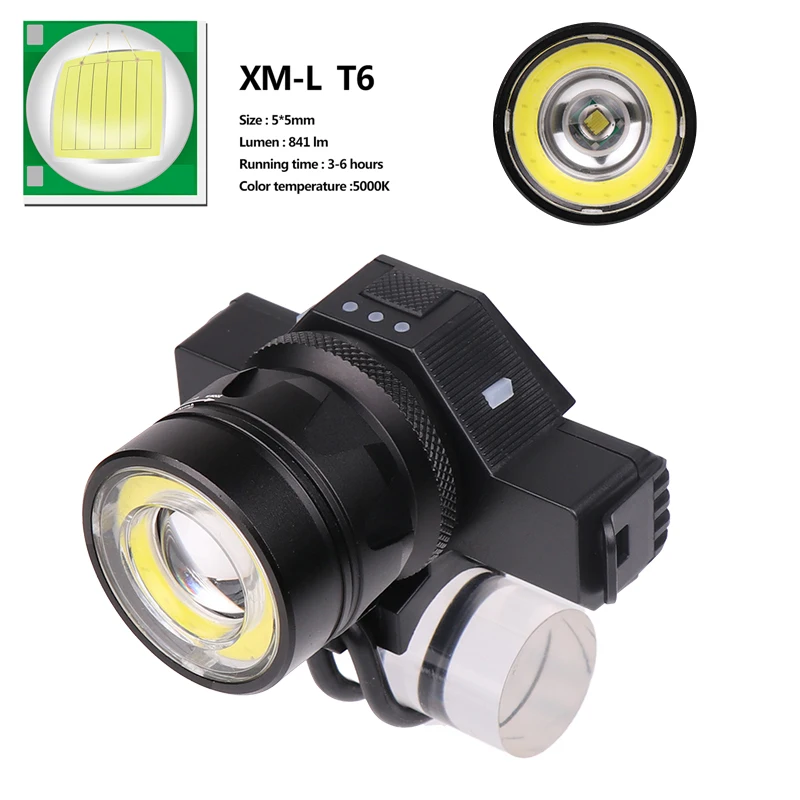 Imagem -02 - Luz da Bicicleta Xm-l t6 & Cob Led Farol Usb Recarregável Cabeça Lanterna Tocha Lâmpada 18650 Bateria para Ciclismo à Prova Impermeável Água