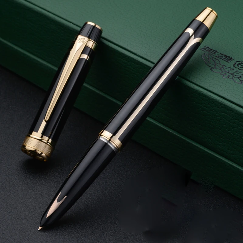 Luxury Set Hero 100 Fountain Pen Classic Arrow Brilliant Elegante Signature 14K Gold Nib Stationery Office Supplies Ink Pens