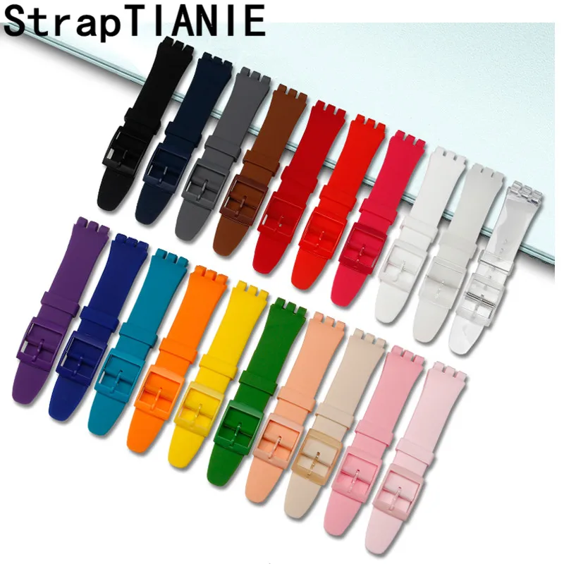 Silicone Strap 16mm 17mm 19mm 20mm for Swatch Watch Band Soft Rubber Replacement Watchband Wrist Bracelet Accessories for SWATCH