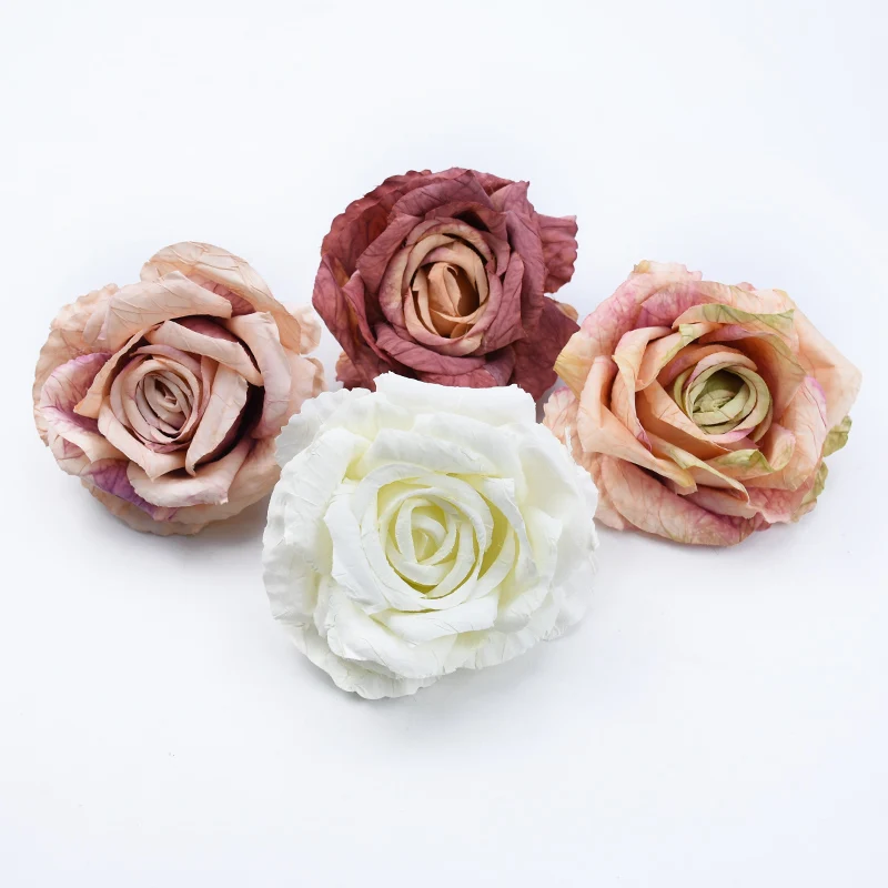 2PCS Retro Roses Head Wedding Decorative Flowers Wall Christmas Decorations for Home Scrapbooking Artificial Flowers Wholesale image 4