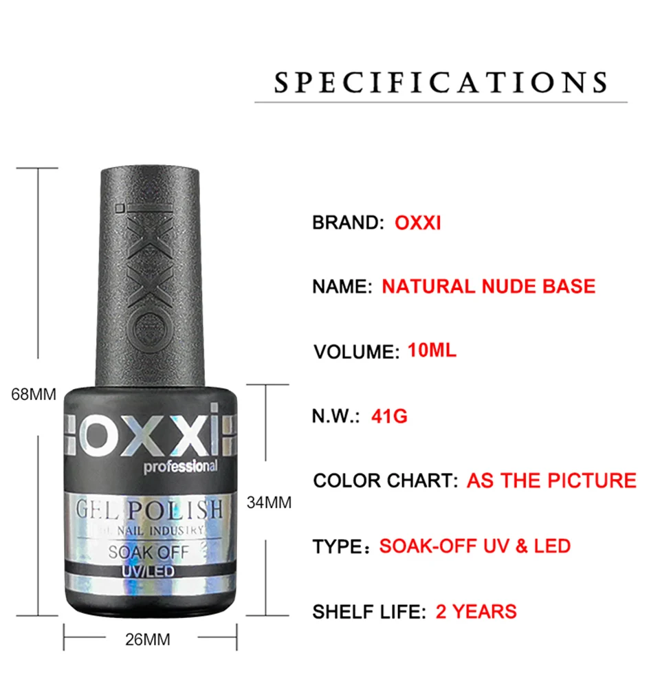 OXXI 10ml Natürliche Basis für Gel-Lack Semipermanenter Nude Rubber Base Gellac Nagelkunst Jelly Color UV Nagel-Unterlack Nagellack – Detail 1