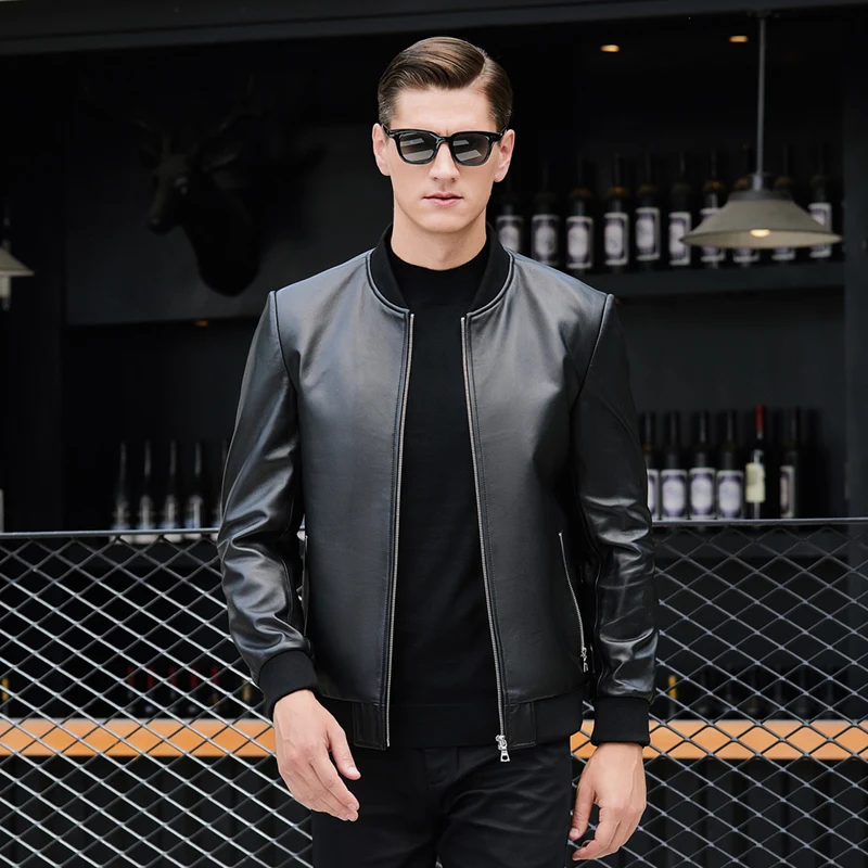 

CW 100% Genuine Leather Jacket Men Autumn Winter Sheep Skin Coat Man Clothes 2021 Streetwear Slim Fit Leather Jackets BY18001