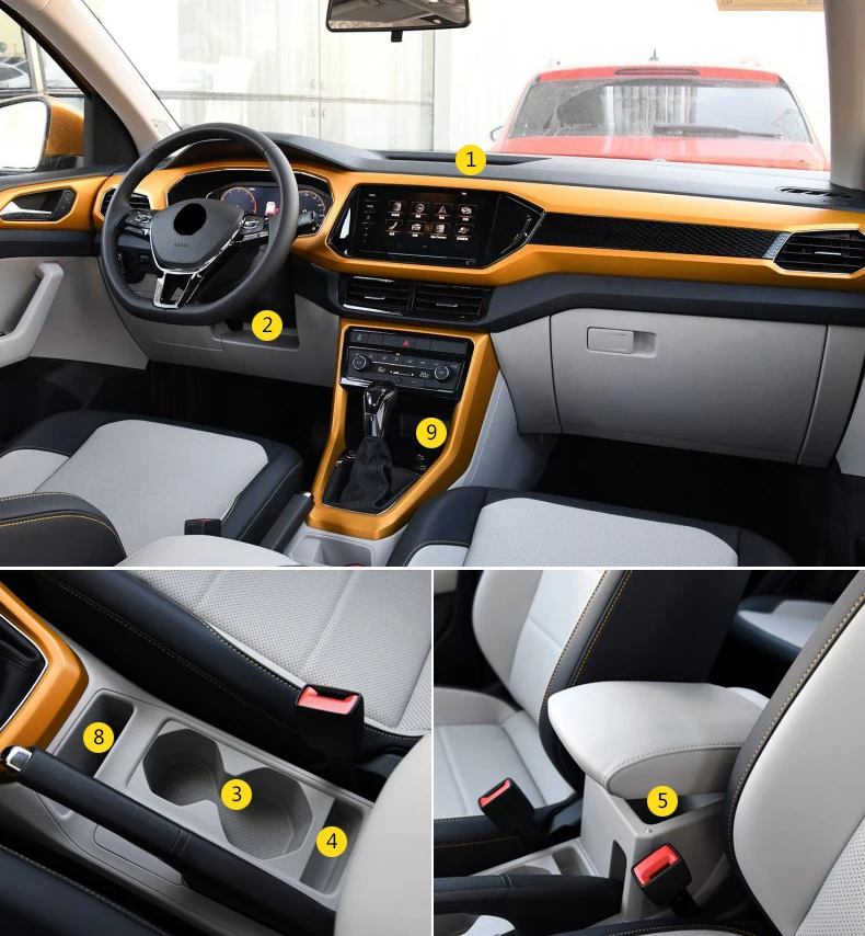 13pcs Car Styling Interior Non-Slip Mat Door Groove Pad Cushion Rubber Mat Fit For Volkswagen T-Cross 2018 2019
