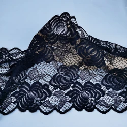 (2 Yards/lot) 23cm Black Eyelash Lace Fabric Decoration Love Wedding Dress Accessories Embroidered Fabric Lace Trim