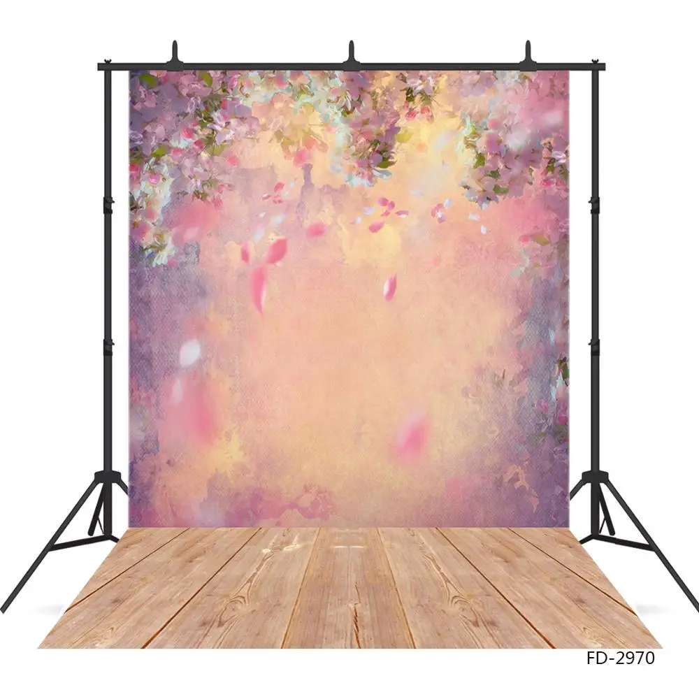 Flower Petals Gradient Oil Painting Photo Backdrop Vinyl Backgrounds for Photography Children Lovers New Born Baby Photoshoot