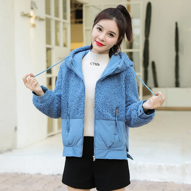 

Women's Solid Fleece Jacket Autumn Winter Short Style Casual Ladies Coat with Zipper Pockets Long Sleeve Outerwear for Female