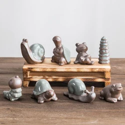 Figurines Miniatures Tea Pet Bonsai Small Decoration Home Garden Mini Ceramic Crafts Creative Home Crafts