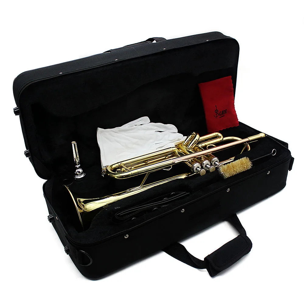 SLADE Professional Trumpet Bb B Flat Brass Instrument 2 Color Trompete With Case Strap Mouthpiece Musical Instrument Accessories