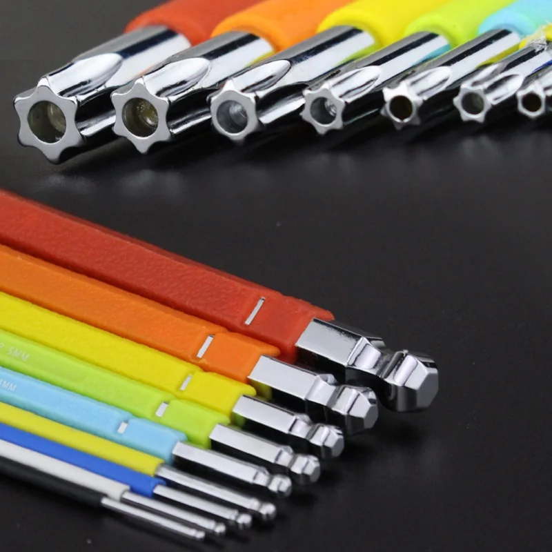 LAOA 9PCS Inner Hex Wrench Set Colorful Ball-head Torx-head Hexagonal Combination Screwdriver