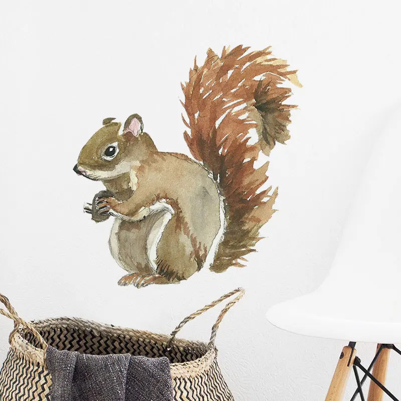 

Cute Squirrel Wall Sticker For Kids Baby Room Home Decoration Removable Wallpaper Living Room Bedroom Decor Mural Animals Decals