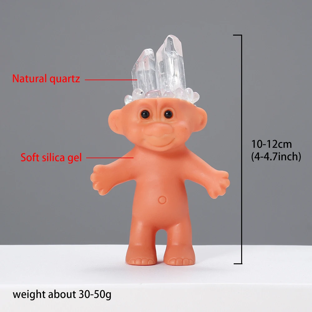 Funny Exaggerated Cute Doll Natural Crystal Ornaments Energy Transparent Quartz Baby Decoration Daughter Gift