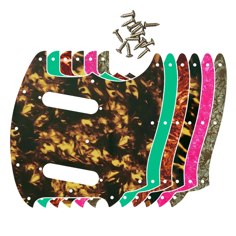 

Pleroo Guitar Parts With 12Screws For FD Mustang Guitar Pickguards Guard No Control Hole Best Quality Guitar Plate Flame Pattern