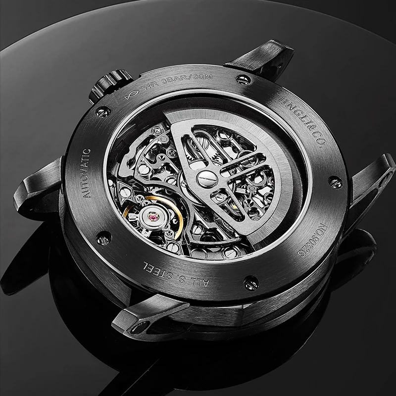 JINLERY  Watch for Men Automatic Mechanical Watches Skeleton Waterproof Luxury Wristwatch Self Wind Male Clock