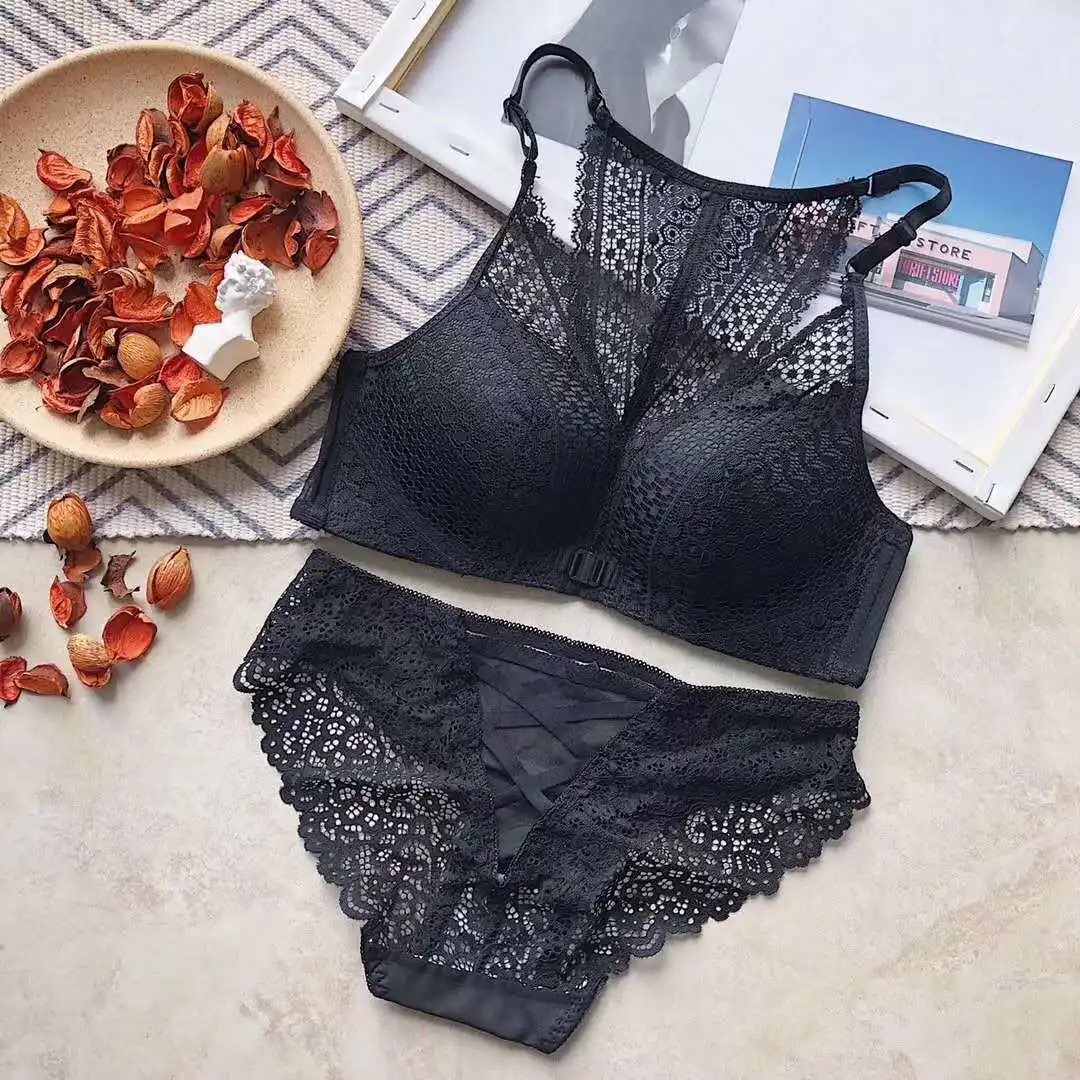 

Sexy Lace Bra Sets Women Seamless Embroidery Bralette Wireless Breathable Underwear Lingerie Set Lace Floral Briefs Underwear