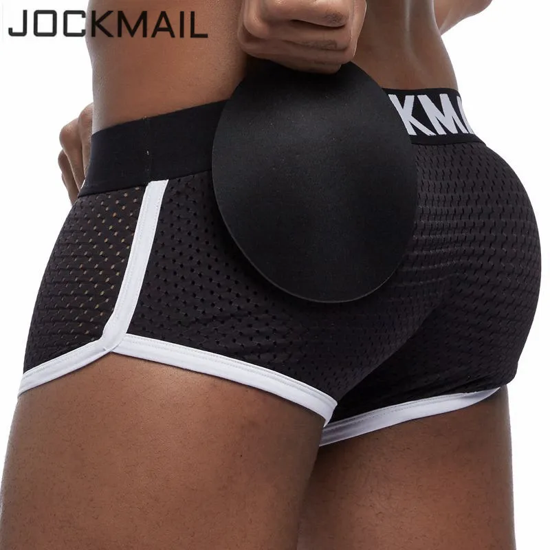 

JOCKMAIL Brand Sexy men underwear Hipster front and back Men's Padded Butt Lifting Breathable Mesh Enhancing Underwear Men Boxer