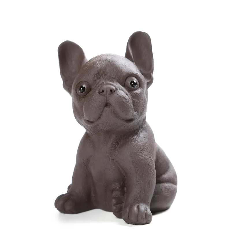 Purple Clay Dog Ceramic Animal Figurines Zisha Tea Pet Little Bulldog Crafts Household Office Tea Accessories Decoration Tea Toy