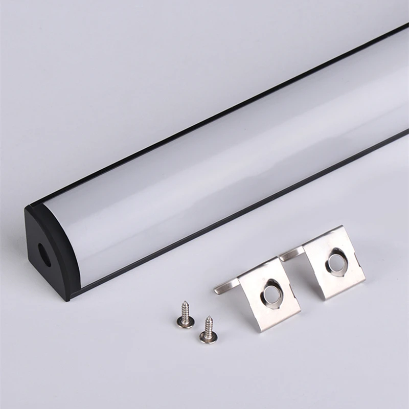 0.5m/pcs V-type LED Black Aluminum Profile With Milky Cover Channel Diffuser Wall Decor Corner Cabinet Bar Line Tube Strip Light