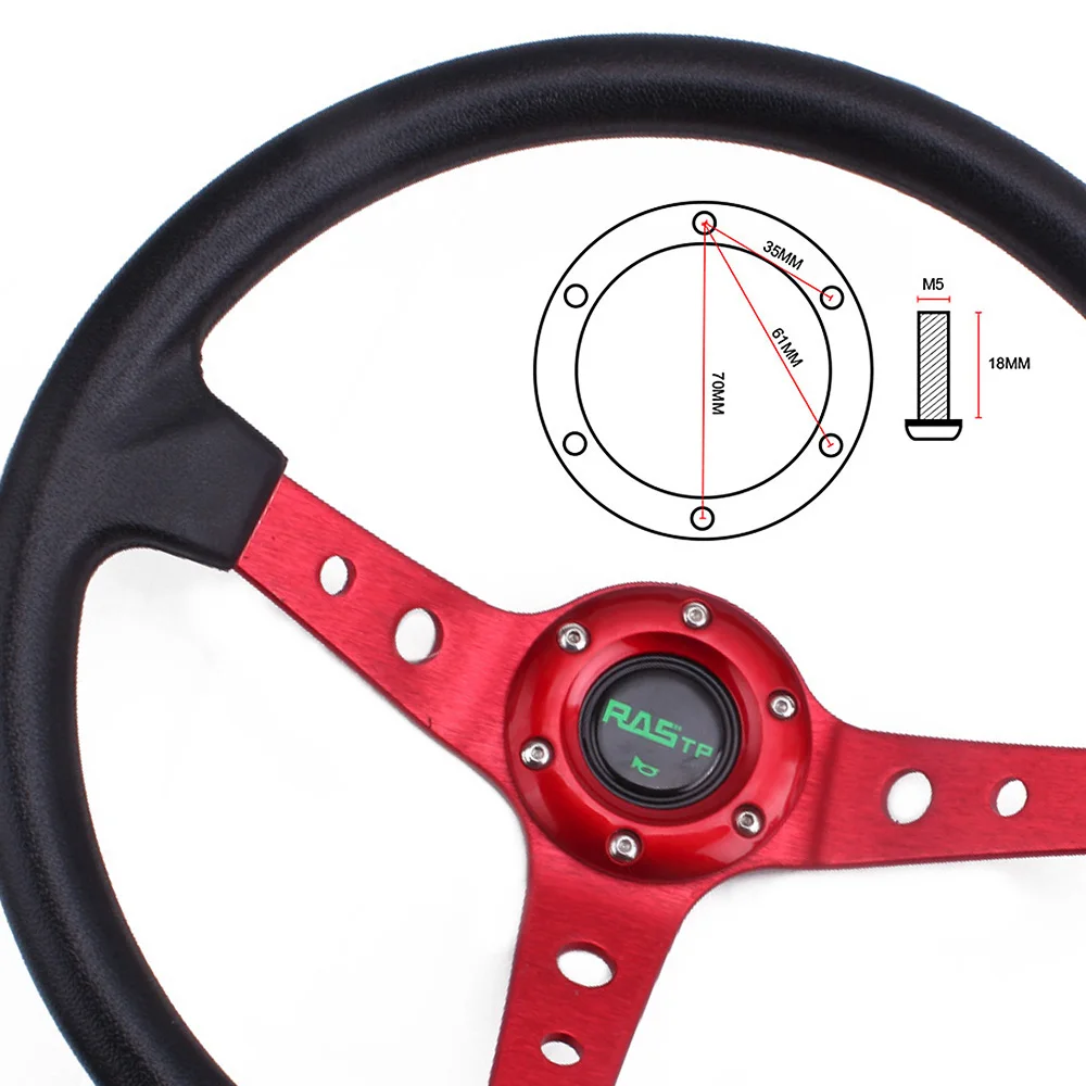 RASTP-14inch 350mm Universal Racing Drift Steering Wheel  Aluminum PU Car Sport Steering Wheels Car Accessories RS-STW020-TP