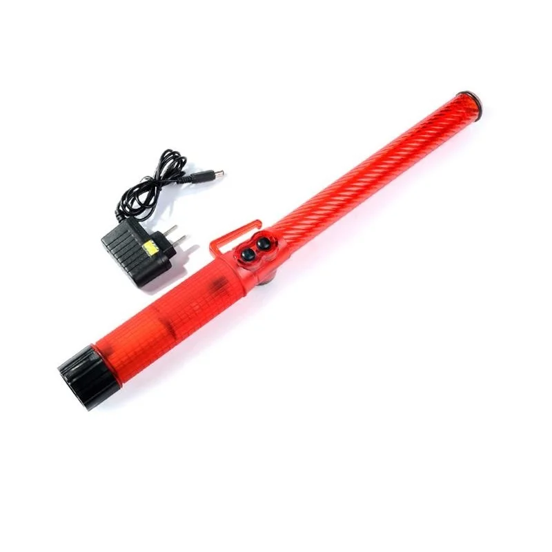 54CM*3CM Rechargeable Style LED Traffic Warning Baton With Whistle Emergency Red Flashing Light Stick