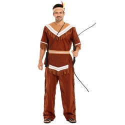Indian Chief Costume Indian Hunter Archer Cosplay for Men Purim Halloween Costumes Adult