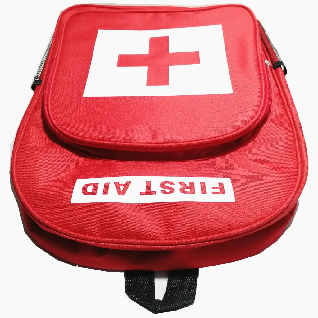 Mochila de primeiros socorros, vazia, bolsa vermelha para armazenamento médico, kit de primeiros socorros, pacote de emergência, caminhada, mochilão