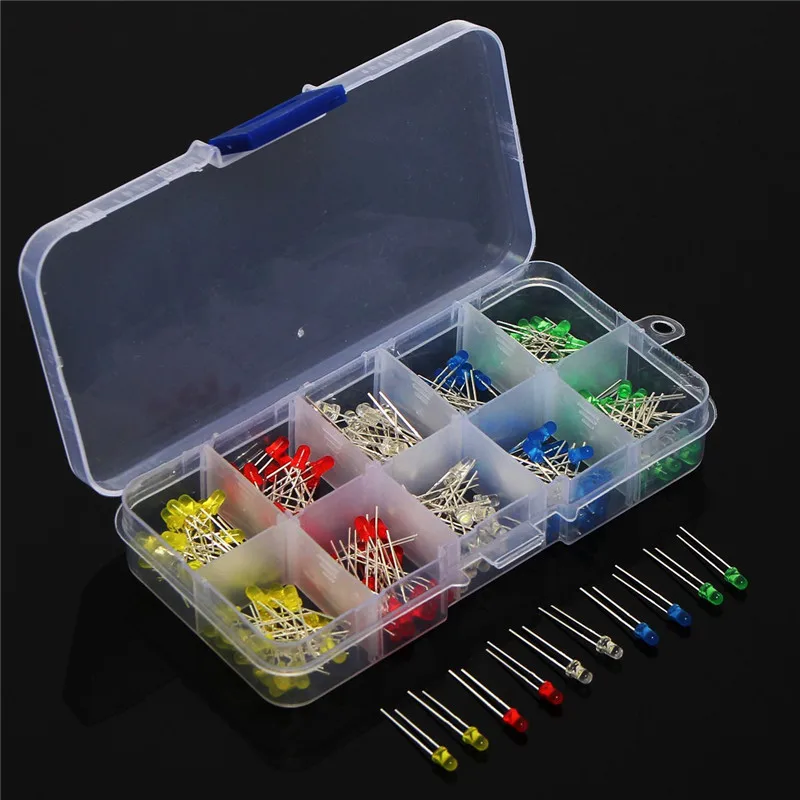 200ชิ้น/ล็อต3V 20mAที่มีสีสัน3Mm LEDไดโอดUniversal Light Assortedชุดสีแดงสีเขียวสีฟ้าสีเหลืองสีขาวDIY LEDไดโอดDropshipping
