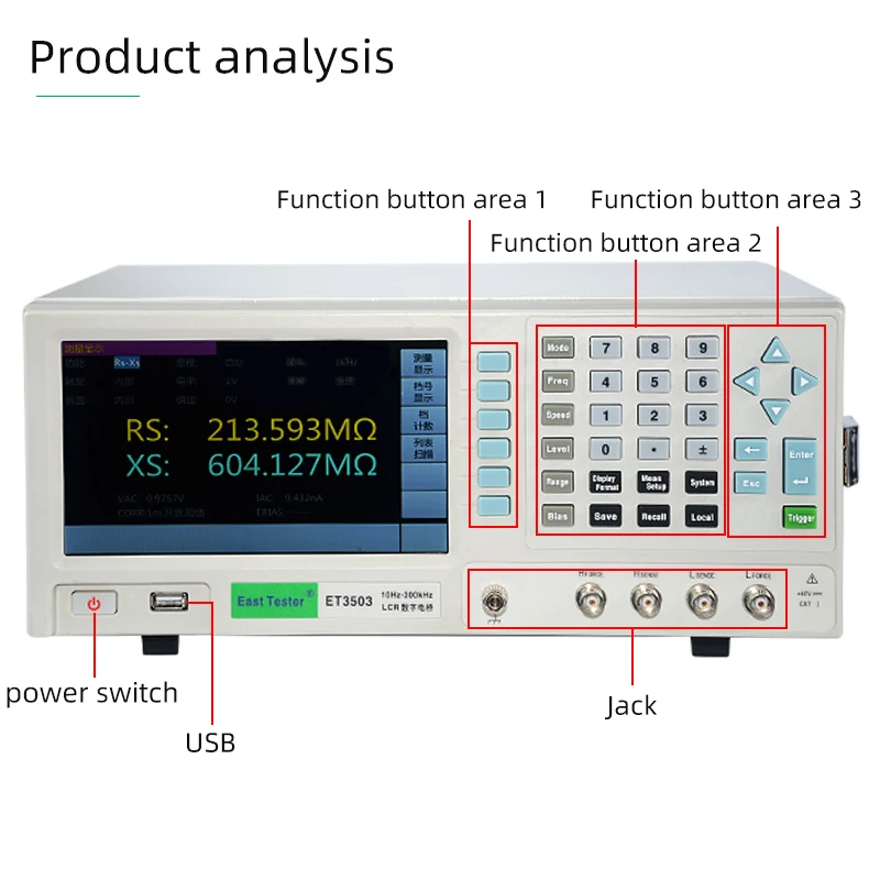 100kHz-1MHZ LCR Benchtop Digital Bridge Desktop LCR Tester Meter capacità resistenza impedenza induttanza misura ET3510